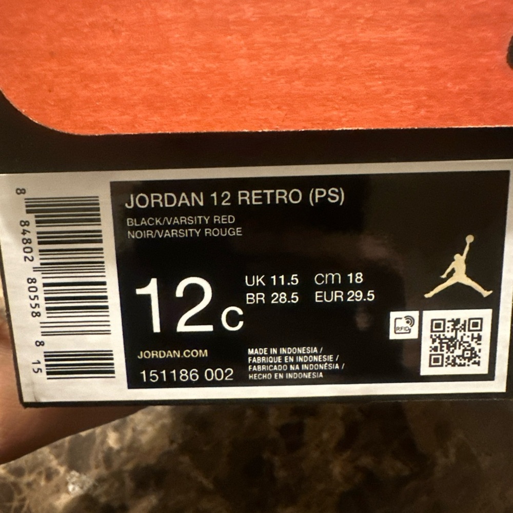 Kids Retro Jordan 12 Flu Game